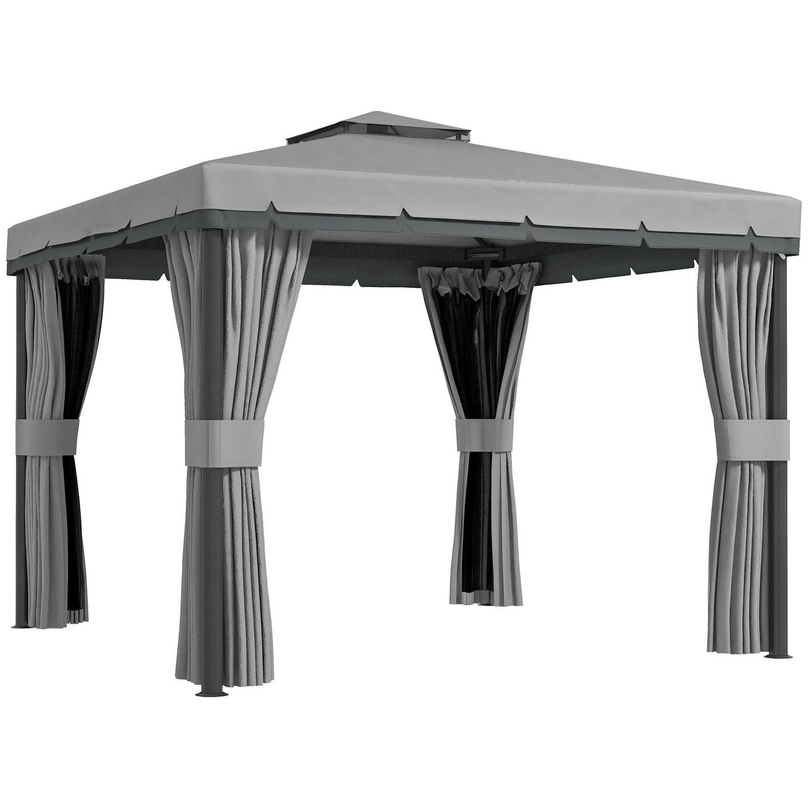 3 X 3(m) Garden Gazebo Shelter Party Tent With 2 Tier Roof | Light Slate Grey