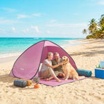 Pop Up Beach Tent, Uv 50+ Sun Shelter With Carry Bag | Pink