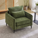 Modern Chenille Upholstered Armchair – Green Single Sofa With Cushions & Sturdy Legs