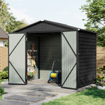 8x5.7ft Large Outdoor Metal Tool Shed With Apex Roof – Lockable Double Doors, Ventilated & Weather-resistant Garden Storage Shed | Anthracite