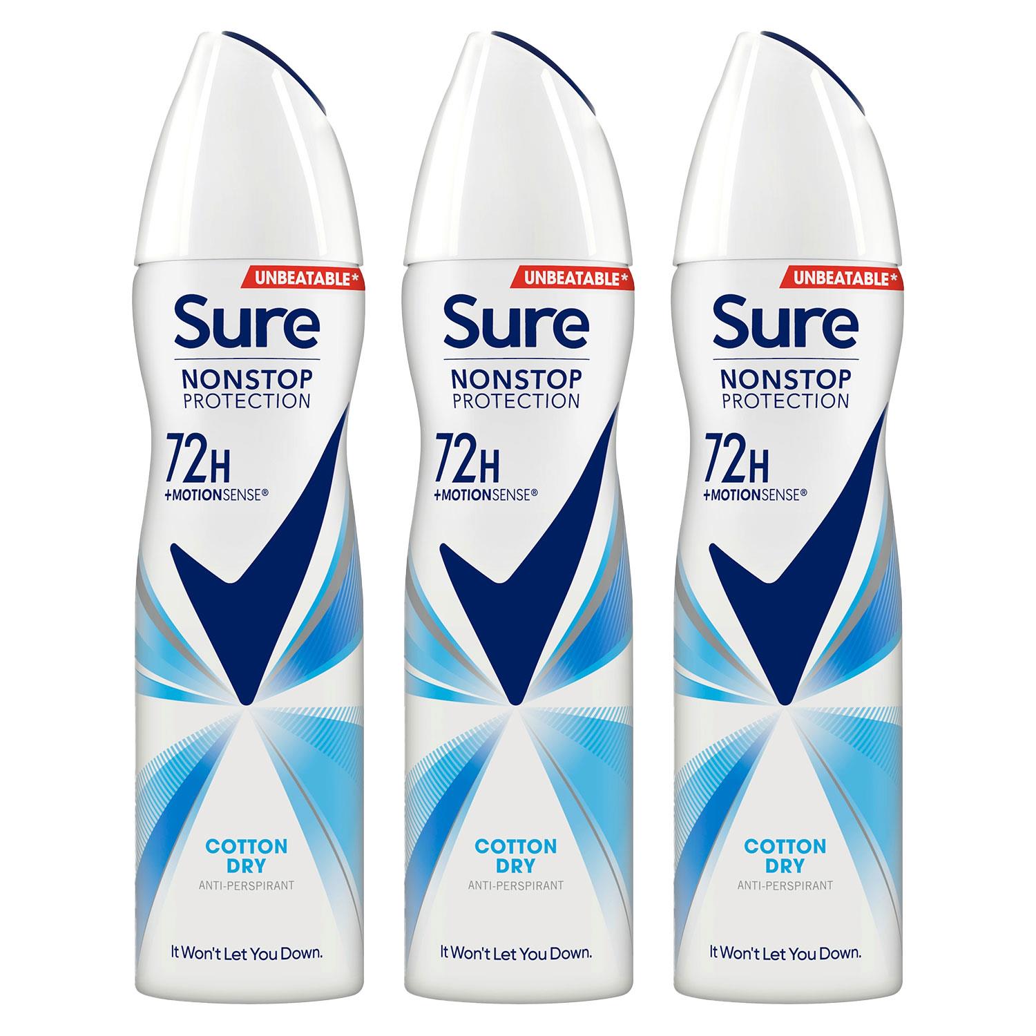 Women Anti-perspirant 72h Nonstop Protection Deo Cotton Dry 150ml, 3 Pack | 3