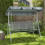 Metal Swing Chair Garden Hammock 3 Seater Patio Bench Canopy | Light Slate Gray