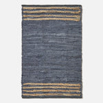 Recycled Leather Handwoven Stripe Rug | 60cm x 80cm | Grey
