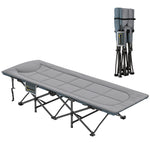 Folding Camping Bed With Cushion | Gray