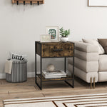 Modern Bedside Table, Nightstand With Drawer Shelf Rustic Brown