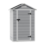 4.4x3.4ft Apex Roof Garden Plastic Storage Shed With Lockable Door | Medium | Black & Grey
