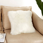 Square Fluffy Faux Fur Throw Pillow Cover White