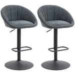 Swivel Bar Stools Set Of 2 Height Adjustable Bar Chairs | Dark Grey