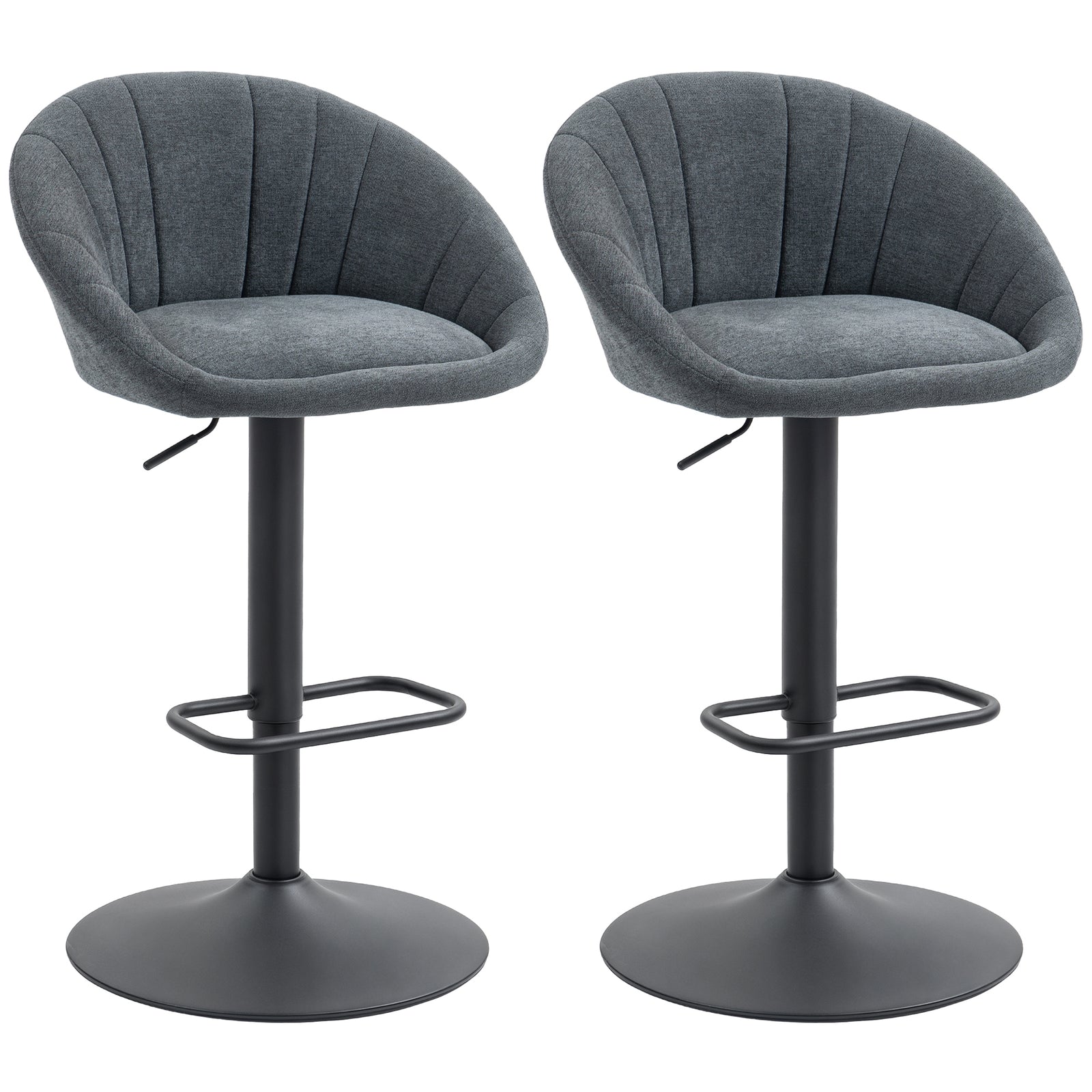 Swivel Bar Stools Set Of 2 Height Adjustable Bar Chairs | Dark Grey