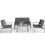 4 Pieces Wooden Garden Furniture Set With Cushions | Light Grey