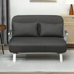Fabric Convertible 2 Seater Sofa Bed W/ 2 Pillows | Grey