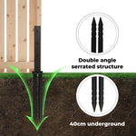 Fence Post Repair Stakes Kit Powder-coated Metal Garden Fence Support | Black