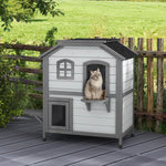 Wooden Cat House Cat Cave Pet Shelter Condos Outdoor | White