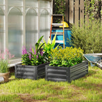 Set Of 2 Raised Garden Bed Galvanised Planter Box | Light Grey