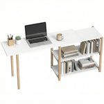 HOMCOM Computer Desk With Storage Shelves 150 Cm White/oak