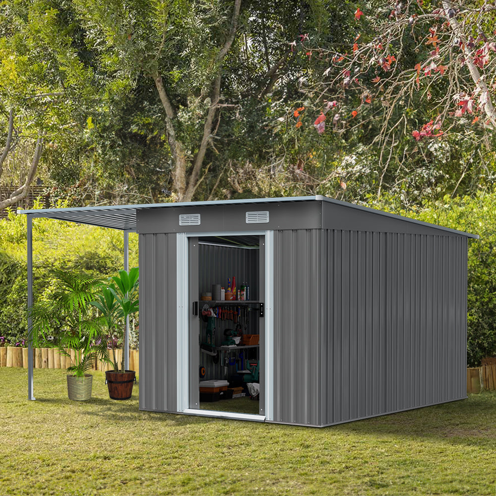 6x9ft Metal Garden Storage Shed With Extended Roof Outdoor Storage Shed With Extended Roof