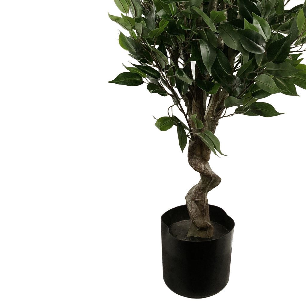 Artificial 110cm Evergreen Ficus Tree Silver Curve Planter