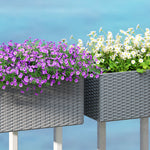 Set Of 2 Hanging Flower Boxes, 50 Cm Long, Rattan Look