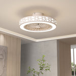 50cm Dia Led Ceiling Fan Light With Remote & App Control, Modern White Wrought Iron Ceiling Light