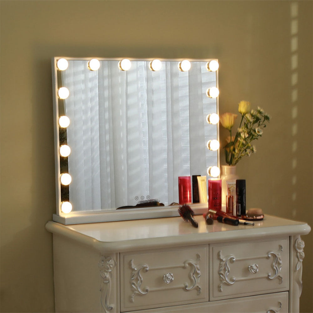 Metal Round Hollywood Vanity Mirror With Led Lights & Touch Screen Control