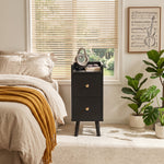 Modern Mdf Bedside Table With 2 Drawers | Black