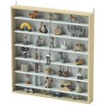 7-tier Wall Display Cabinet W/ Shelves Glass Doors | Oak
