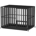 Heavy Duty Dog Crate, Dog Cage With Wheels | Medium | Black