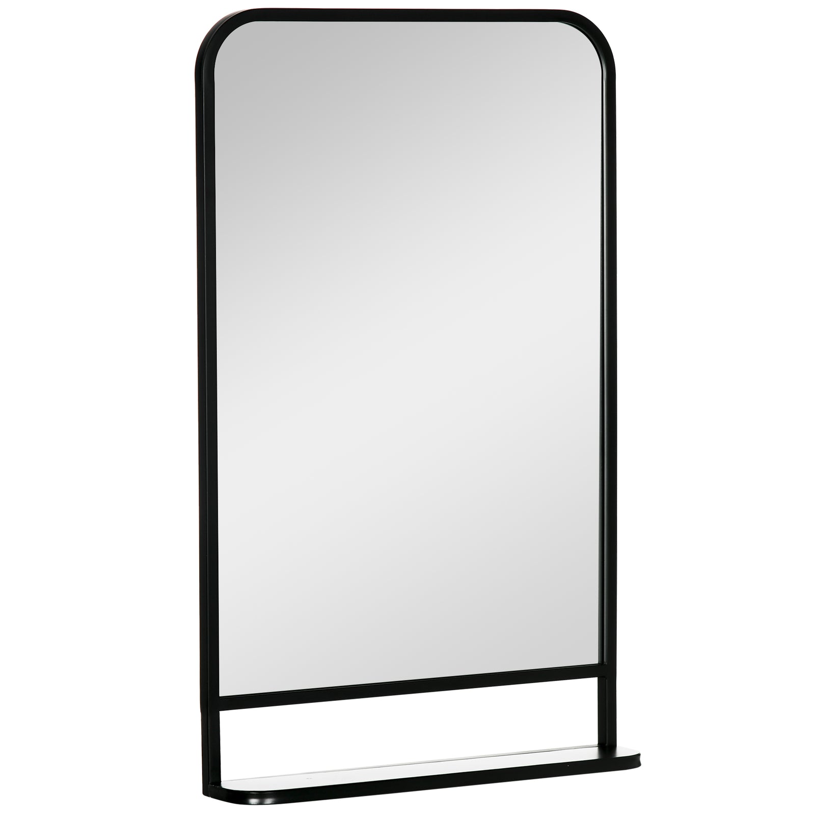 Rectangle Wall Mirror With Shelf 70 X 50/86 X 53cm | Large | Black