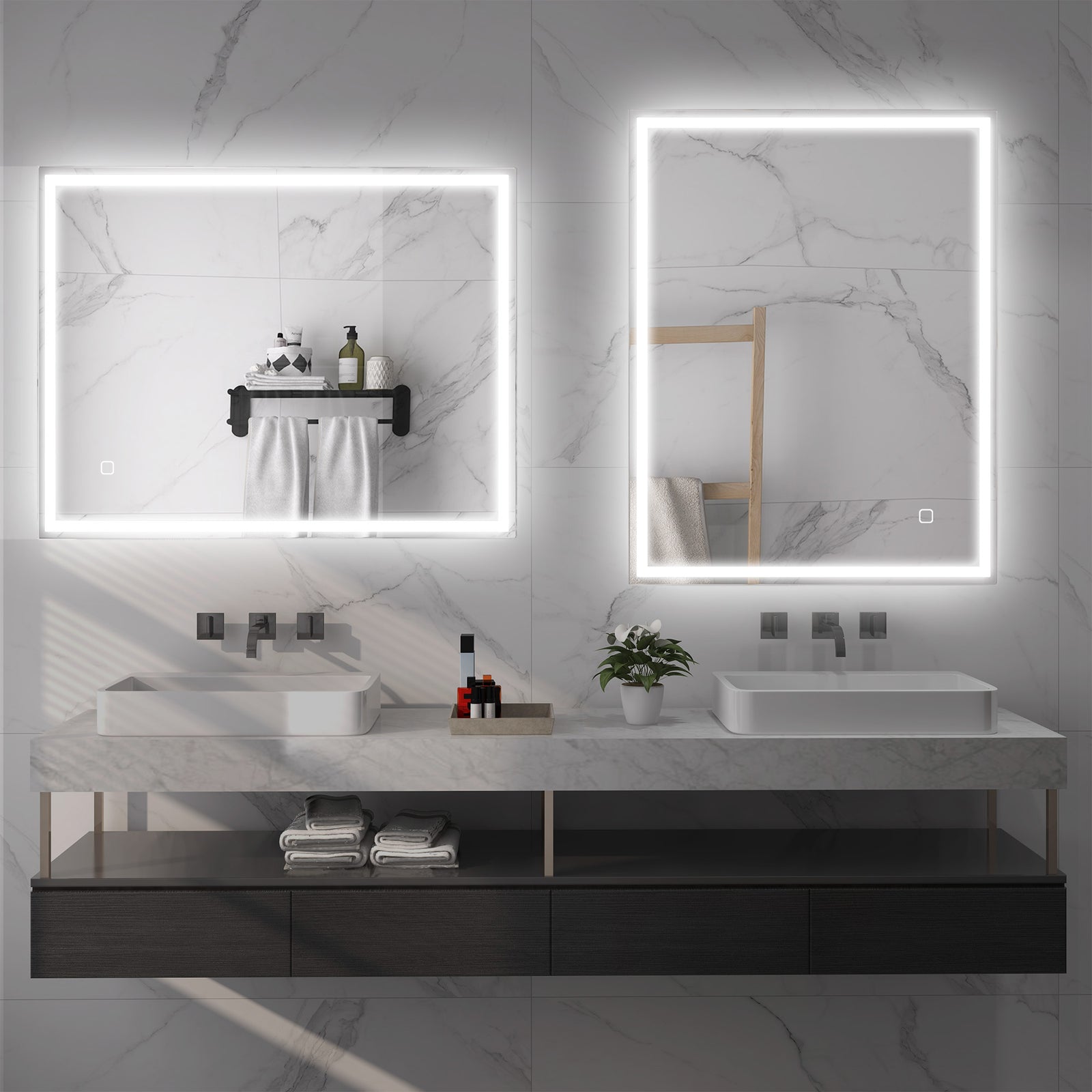 Illuminated Bathroom Mirror With Led 3 Colours Defogging