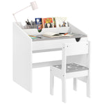Children Study Table And Chair W/ Storage, Pull-out Drawer | Grey