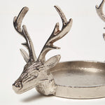 HOMESCAPES Silver Reindeer Double Candle Holder