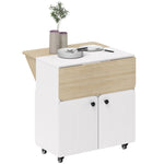 HOMCOM Folding Dining Table, Rolling Drop Leaf Table With Hidden Shelf