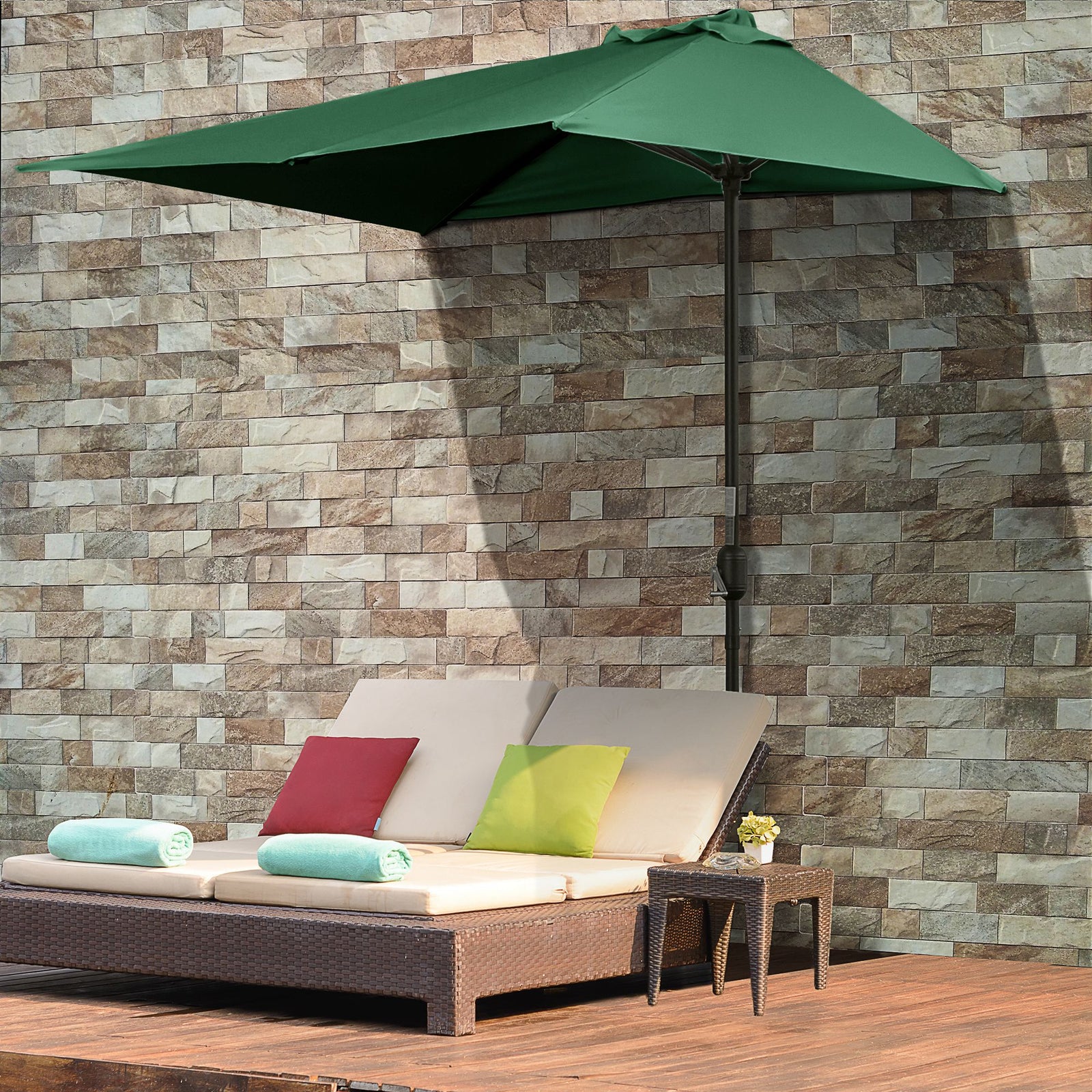 2.3m Half Round Parasol W/ Crank Handle | Green