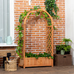 Outsunny Raised Garden Bed With Arch Trellis, Garden Planter Box, Brown