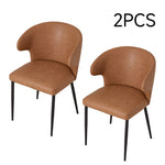 Breeins Set Of 2 Modern Pu Leather Dining Chairs With Metal Legs