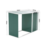 2.5m W Steel Outdoor Garden Storage Shed With Log Stacking Rack | Green