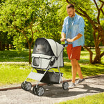 Pet Stroller Carrier Foldable Deluxe Jogger Walk Travel Dog Cat | Gray