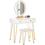 Dressing Table Set With Led Mirror & Stool 2 Drawers