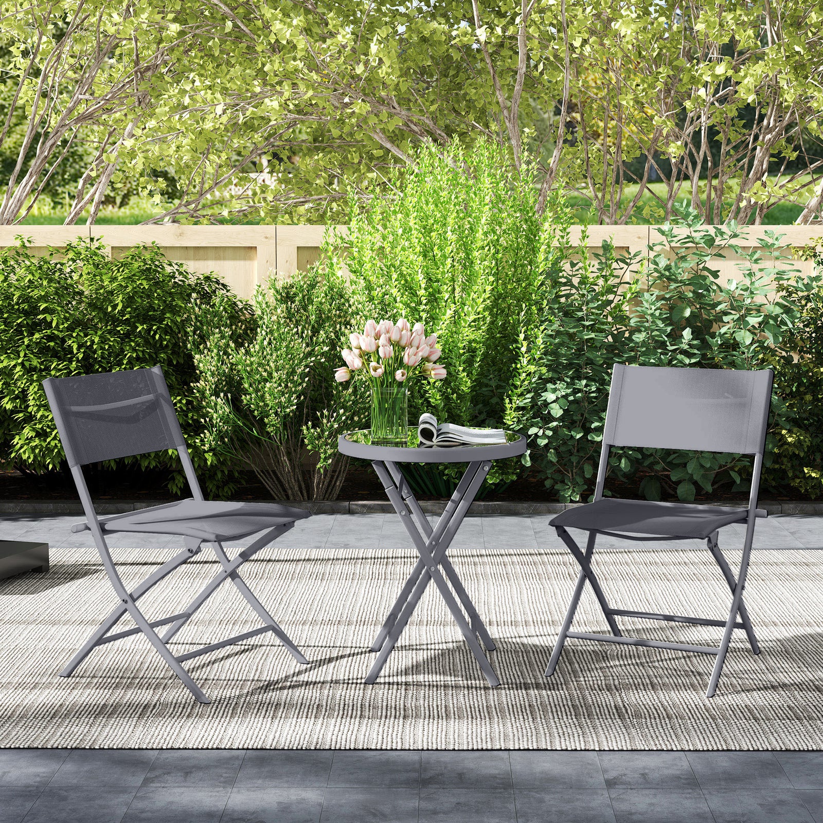 3-piece Outdoor Bistro Set, Grey