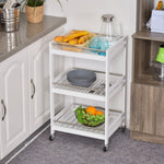 3 Tier Home Trolley Kitchen Storage Cart Steel Bars 4 Wheels
