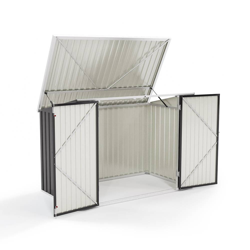 Garden Storage Shed Bike Metal Pent Tool Shed House Galvanized Steel Can Put 2-3 Bicycles (d105x W176x H130cm) | Charcoal Black
