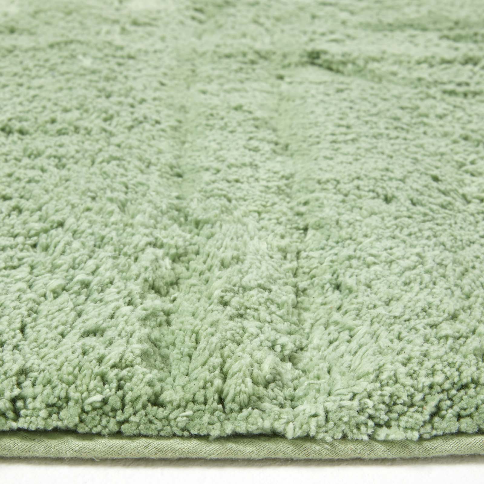 Cotton Tufted Rug Union Jack Plain Embossed Mat | 50cm x 75cm | Sage Green