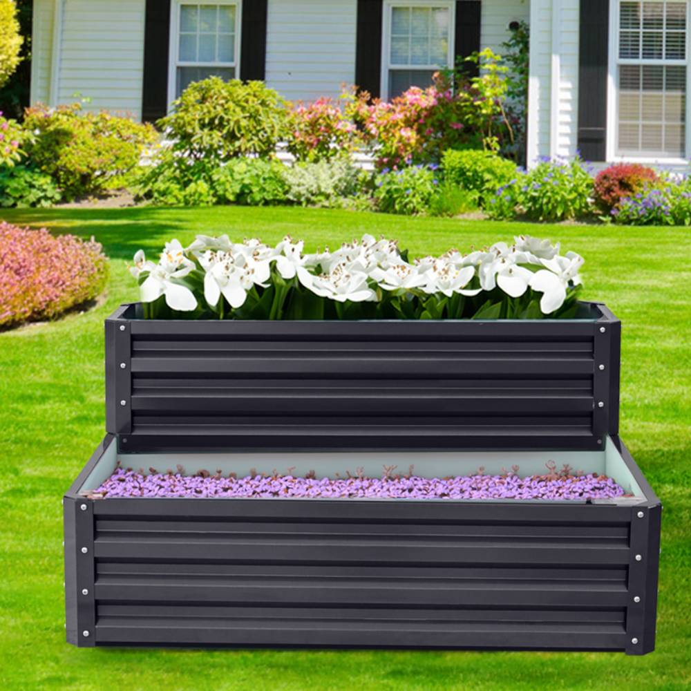 2 Tiers Raised Garden Bed For Planting Outdoor Plants Vegetables