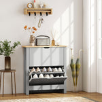 12-shoe Storage Cabinet 4 Shelves 2 Drawers Tabletop | Light Grey