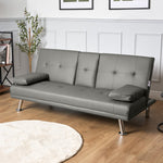 Faux Leather Click Clack Sofa Bed - 2 Seater | Grey