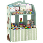 Kids Bookshelf With Storage, Toy Storage Unit For Playroom | Green