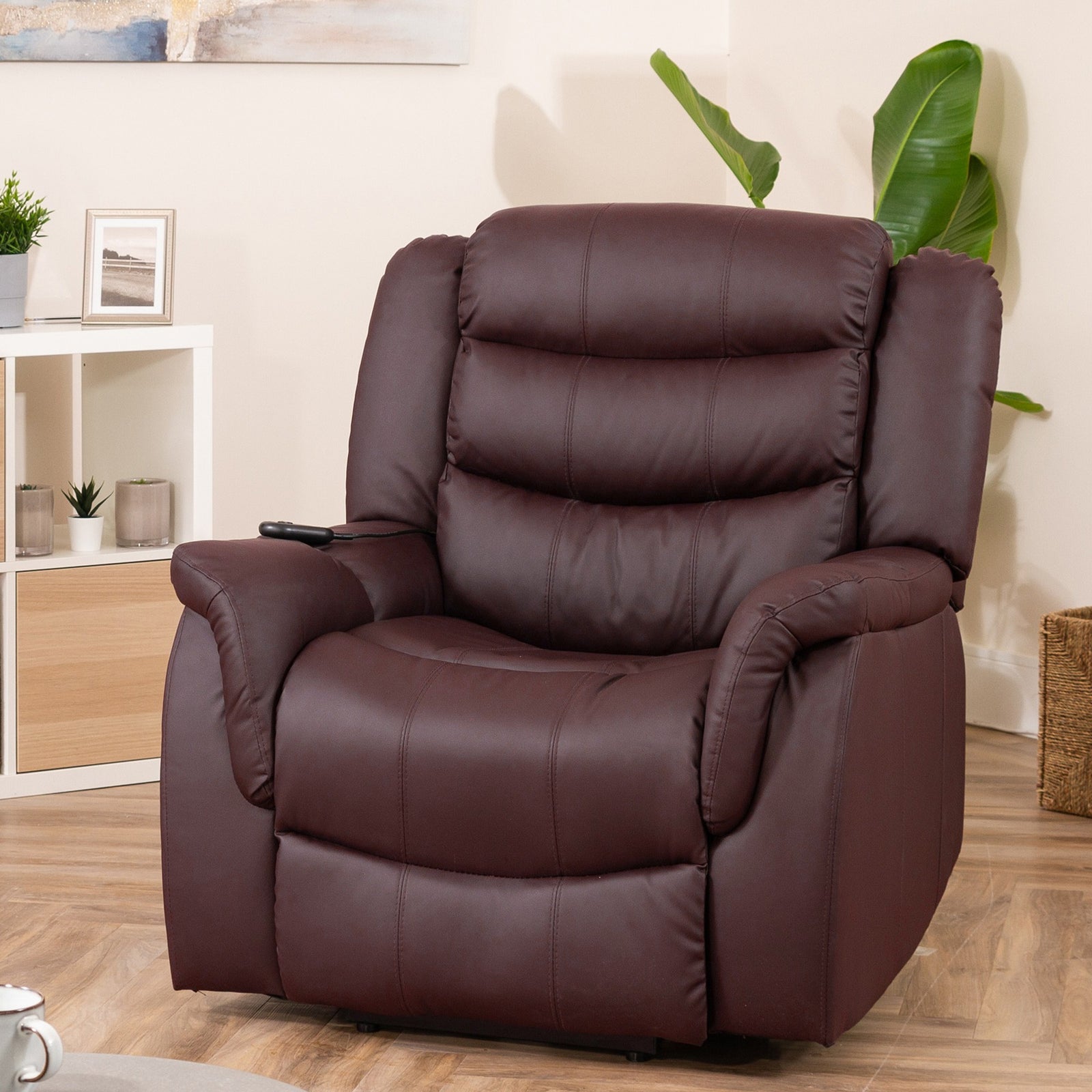 Almeira Electric Riser Recliner With Massage And Heat | Burgundy