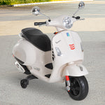 Kids Ride On Licensed Vespa Motorcycle 6v Boys Girls Mp3 Music Led Lights | White