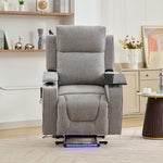 Cowley Electric Riser Recliner Chair With Massage And Heat, Drink Cooler, Table | Light Grey