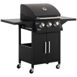 Bbq Grill With Burner, Portable Trolley, Black | Medium